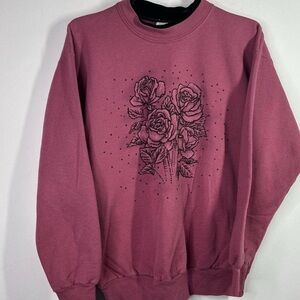 Vintage 90s grandma core Morning Sun sweatshirt with embellished roses